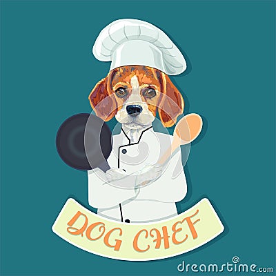 Funny beagle dog chef Vector Illustration