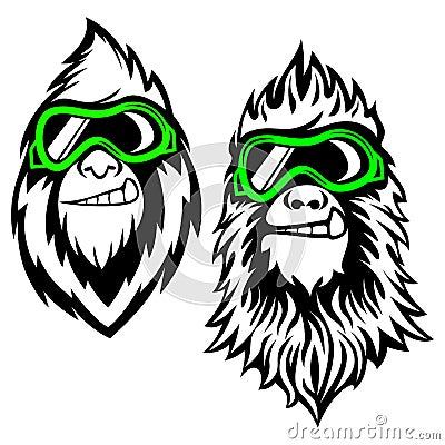 Funny bearded yeti logo. Vector illustration. Vector Illustration