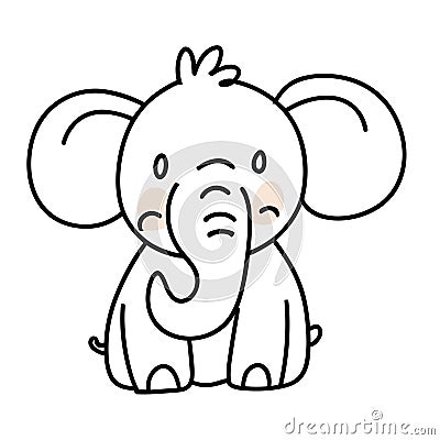 Funny beautiful African elephant.Cute animal from wild Cartoon Illustration