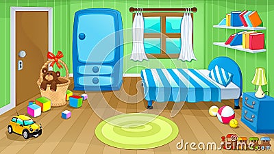 Funny bedroom with toys Vector Illustration