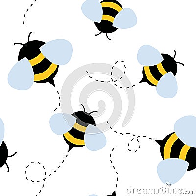 Bee seamless pattern. honey vector. Vector Illustration