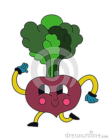 Funny beetroot character happy vegetable personage Vector Illustration