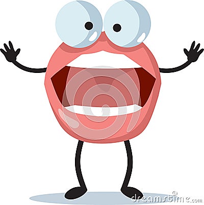 Funny Big Mouth Character Vector Cartoon Design Illustration Vector Illustration