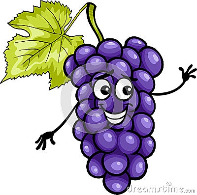 Funny blue grapes fruit cartoon illustration Vector Illustration