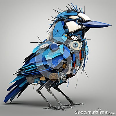 Funny Blue Jay 3d Abstract Sculpture Inspired By Basquiat, Picasso, Miro, And More Stock Photo