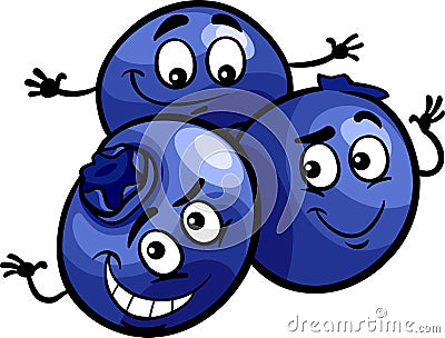 Funny blueberry fruits cartoon illustration Vector Illustration