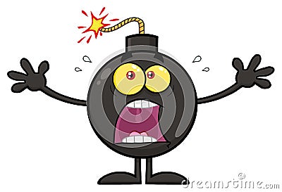 Funny Bomb Cartoon Mascot Character With A Panic Expression Vector Illustration