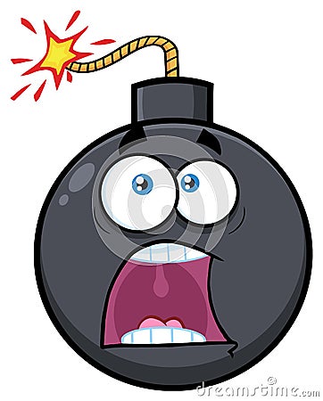 Funny Bomb Face Cartoon Mascot Character With Expressions A Panic Vector Illustration