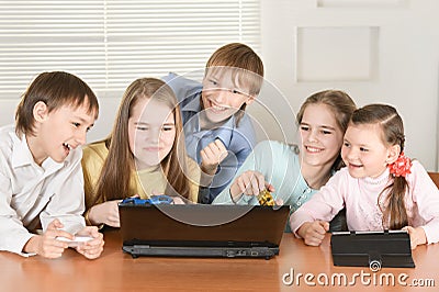 Funny boys and girls Stock Photo