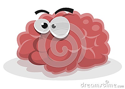 Funny Brain Character Vector Illustration