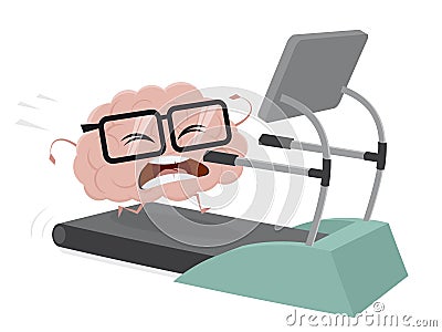 Funny brain training on a treadmill Vector Illustration