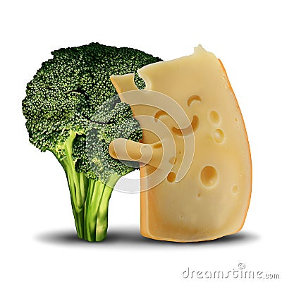 Funny Broccoli And Cheese Cartoon Illustration