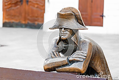 Funny bronze sculpture of Napoleon in Bratislava, Slovakia Editorial Stock Photo