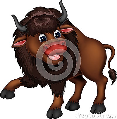 Funny Brown Buffalo Cartoon Stock Photo