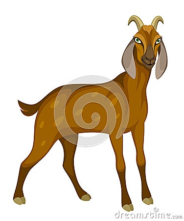 Funny brown goat Vector Illustration