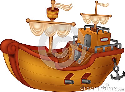 Funny Brown Ship Cartoon Stock Photo
