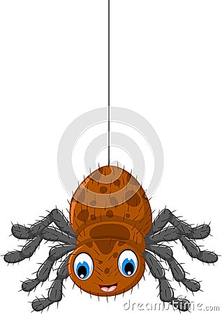 Funny brown spider cartoon posing Stock Photo