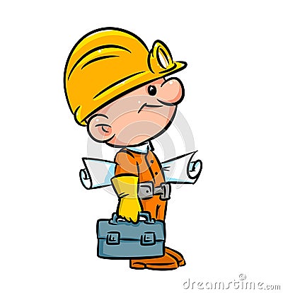 Funny builder illustration cartoon Cartoon Illustration