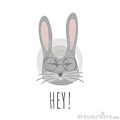 Funny bunny. Retro style. Vector Illustration