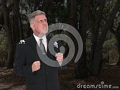 Funny Businessman, Bird Poop, Angry Stock Photo