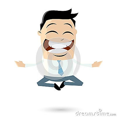 Funny businessman is doing yoga Vector Illustration