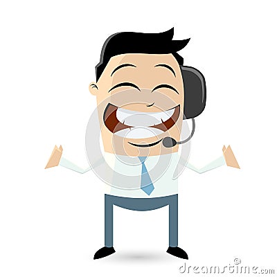 Funny businessman with headset Vector Illustration