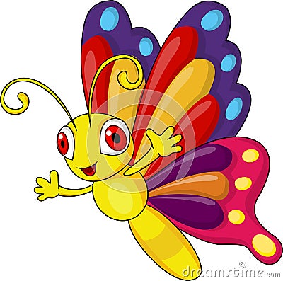 Funny butterfly cartoon Vector Illustration