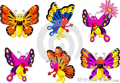 Funny butterfly cartoon set Stock Photo