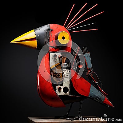 Funny Cardinal: 3d Abstract Sculpture Inspired By Basquiat, Picasso, And More Stock Photo
