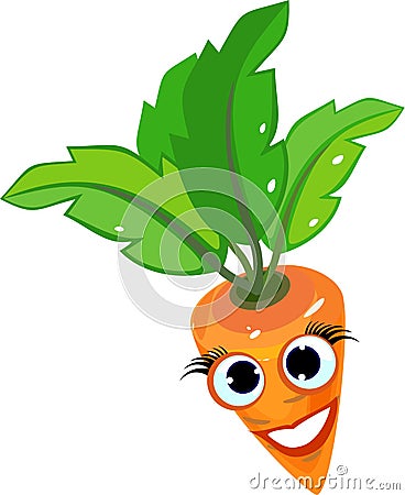 Funny carrot with face on white background Stock Photo