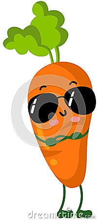 Funny carrot mascot with sunglasses Vector Illustration