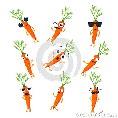 Funny carrot - vector isolated cartoon emoticons Vector Illustration