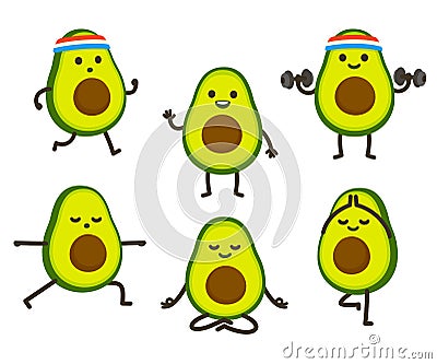 Funny cartoon avocado character Vector Illustration