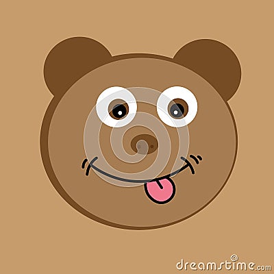 Funny cartoon bear portrait with big eyes Vector Illustration