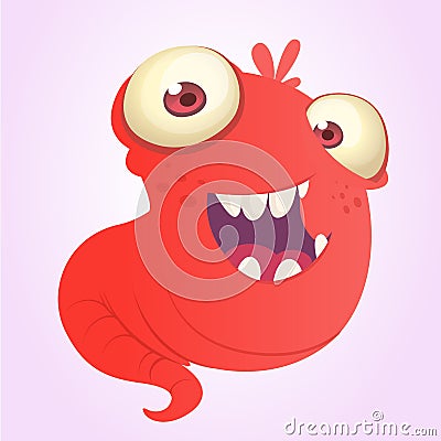 Funny cartoon blob slimy monster laughing. Vector alien illustration Vector Illustration