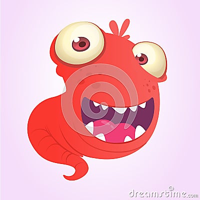 Funny cartoon blob slimy monster laughing. Vector alien illustration. Vector Illustration