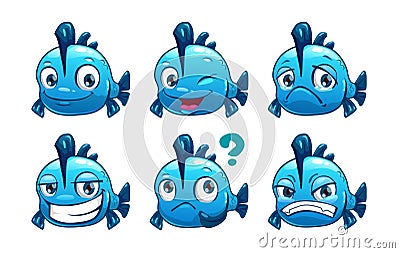 Funny cartoon blue fish Vector Illustration