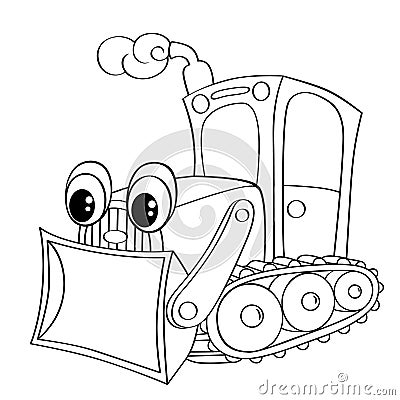 Funny cartoon bulldozer Vector Illustration