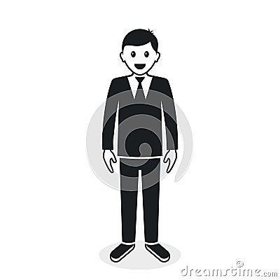 Funny cartoon businessman, man of full height, Vector isolated illustration Vector Illustration