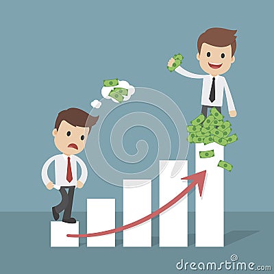 Funny Cartoon Businessmen on a Graph Vector Illustration