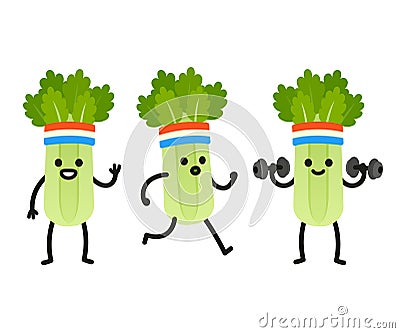 Funny cartoon celery Vector Illustration