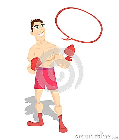 Funny cartoon character, boxer, boxing champion, Vector Illustration