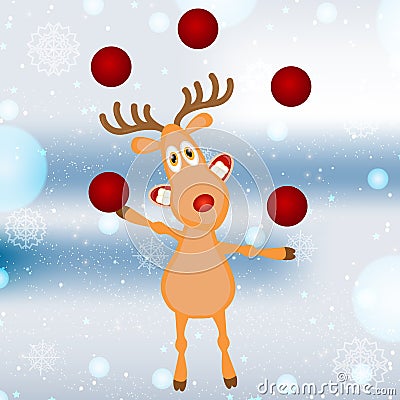 A funny cartoon Christmas Reindeer. Vector illustration Stock Photo