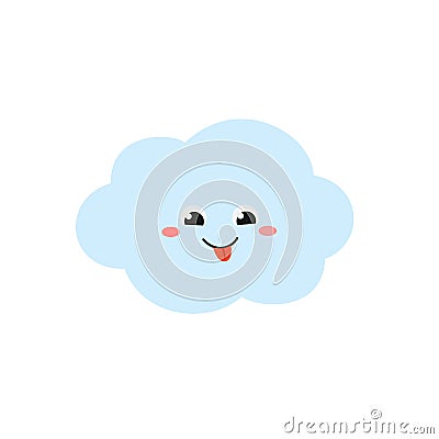 Cheerful cartoon cloud character in flat style Vector Illustration