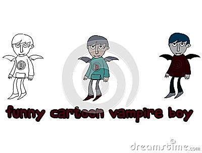 Funny cartoon colored set write hand made draw doodle monster vampire Vector Illustration