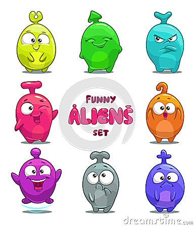 Funny cartoon colorful aliens Stock Photo