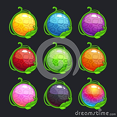 Funny cartoon colorful round buttons Stock Photo