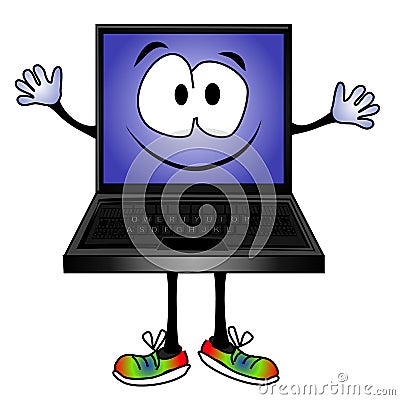 Funny Cartoon Computer Smiling Stock Photo