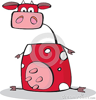 Funny cartoon cow Vector Illustration