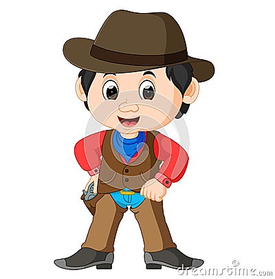 Funny cartoon cowboy Vector Illustration